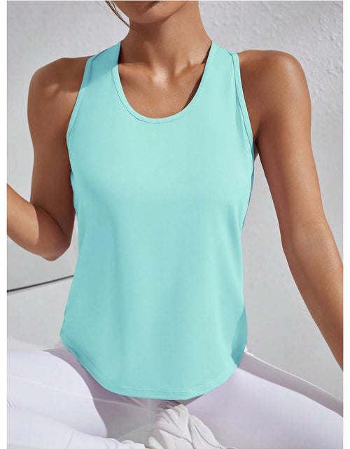 Load image into Gallery viewer, OYOANGLE Women's Sleeveless Racer Back Sports Tank Top Light Blue Size XL
