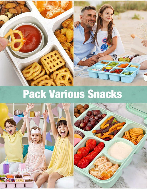 Load image into Gallery viewer, Caperci Snackle Box Large 10-Compartment Tray with Lid Handle Blue
