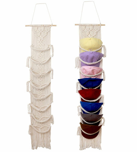 Hommtina Wall Mounted Hat Rack Organizer Brown 2 Pack Bohemian Style
