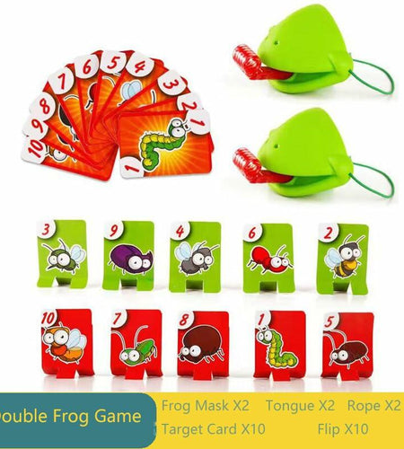 XSDY Frog Tongue Game Blowing Air Insect Cardboard Multiplayer Double Pack