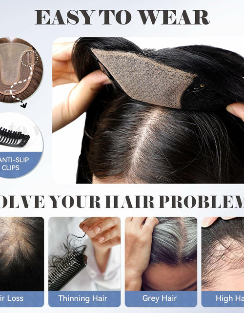 Load image into Gallery viewer, HAIRCUBE Hair Toppers for Women Real Human Hair 14in Natural Black 5x5.5in Base
