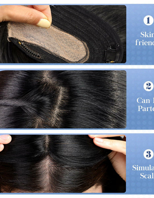 Load image into Gallery viewer, HAIRCUBE Hair Toppers for Women Real Human Hair 14in Natural Black 5x5.5in Base
