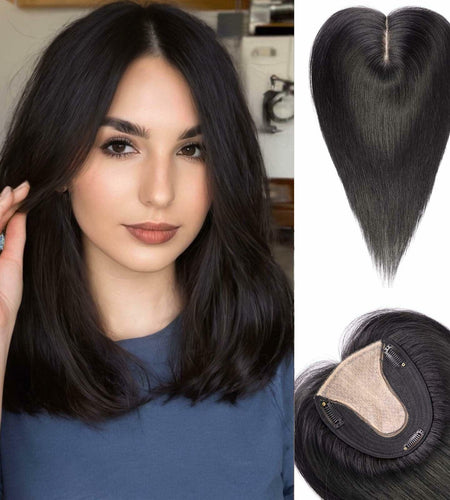 HAIRCUBE Hair Toppers for Women Real Human Hair 14in Natural Black 5x5.5in Base