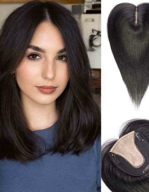 Load image into Gallery viewer, HAIRCUBE Hair Toppers for Women Real Human Hair 14in Natural Black 5x5.5in Base
