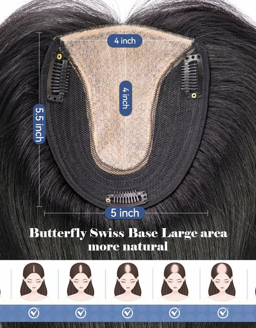 Load image into Gallery viewer, HAIRCUBE Hair Toppers for Women Real Human Hair 14in Natural Black 5x5.5in Base
