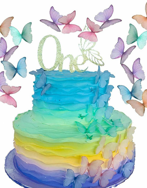 Load image into Gallery viewer, CHOCKACAKE Edible Butterflies Cake Toppers Set of 24 1.77in Multi-Color Paper
