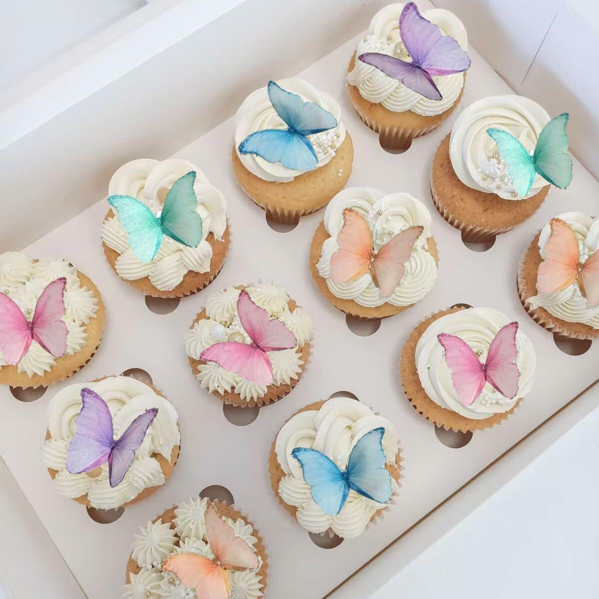 CHOCKACAKE Edible Butterflies Cake Toppers Set of 24 1.77in Multi-Color Paper