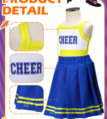 JenPen Girls Cheerleader Dress Crop Top Skirt Bow Hair Rope Ball Size L