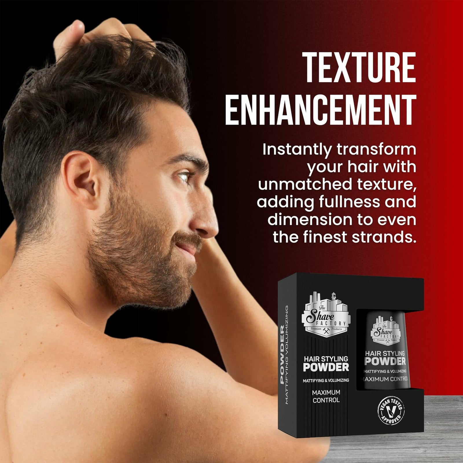 The Shave Factory Hair Styling Powder 20g Mattifying Volumizing 3 Pack Black