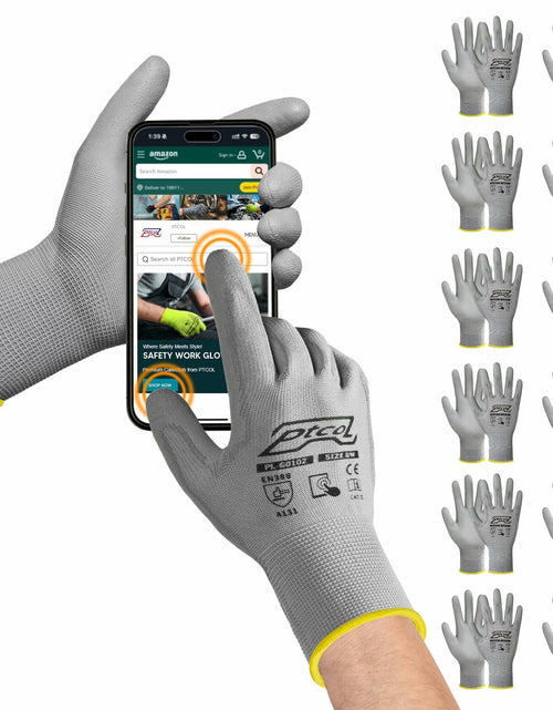 Load image into Gallery viewer, PTCOL PU Coated Work Gloves 12 Pairs Black Polypropylene Size XL
