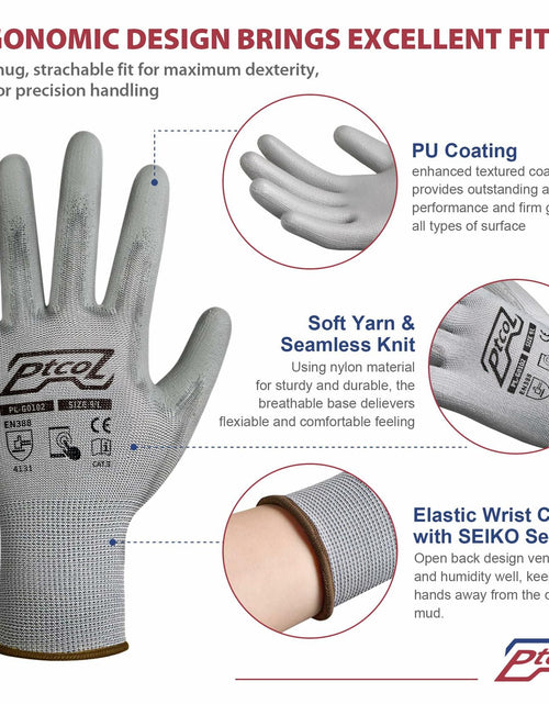 Load image into Gallery viewer, PTCOL PU Coated Work Gloves 12 Pairs Black Polypropylene Size XL
