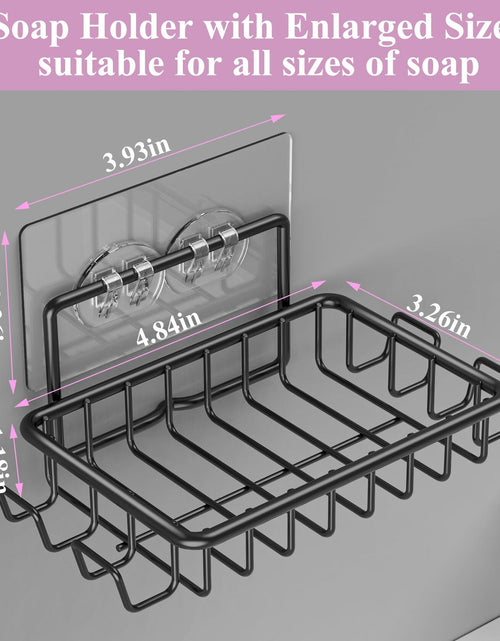Load image into Gallery viewer, Ailibuligo Adhesive Soap Bar Holder with Hooks Black 4 Pack Shower Wall
