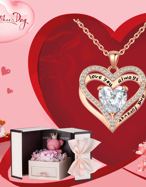 Load image into Gallery viewer, Generic Preserved Rose Gift Box with Pink Moss Bear &amp; Necklace Gift
