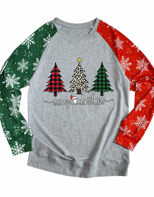 Load image into Gallery viewer, ADIAOA Women's Christmas Color-Block Botany Cartoon Shirt Greentree Size L
