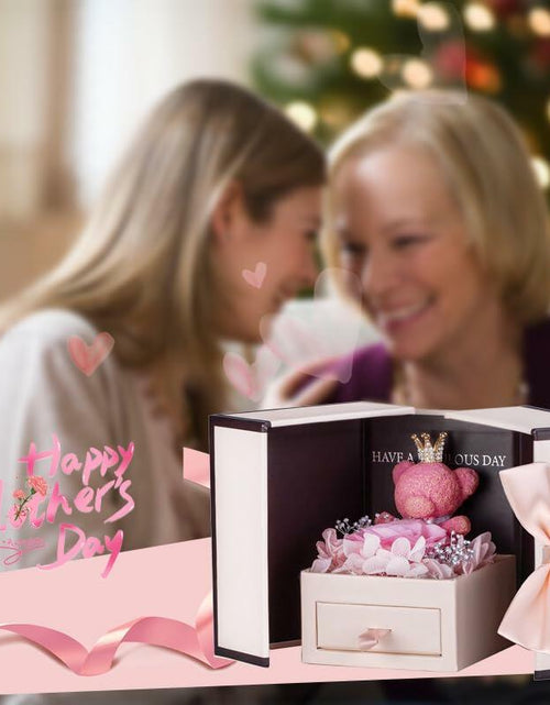 Load image into Gallery viewer, Generic Preserved Rose Gift Box with Pink Moss Bear &amp; Necklace Gift
