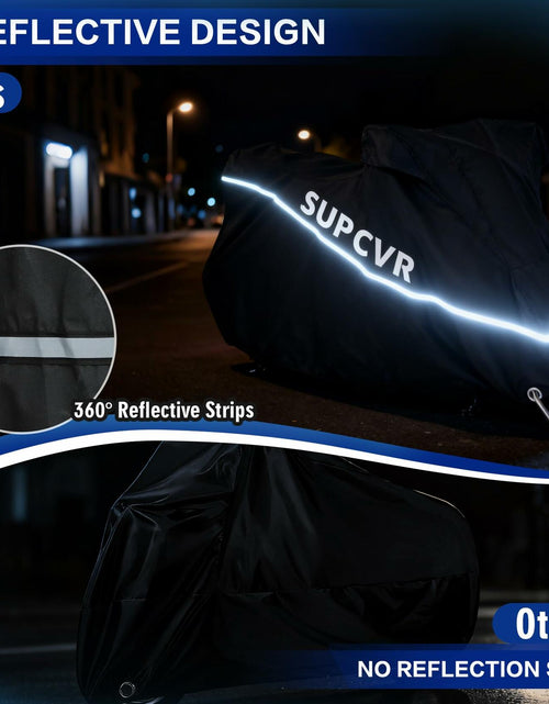 Load image into Gallery viewer, SUPCVR Motorcycle Cover Heavy Duty Waterproof UV-Proof Reflective Strips Black
