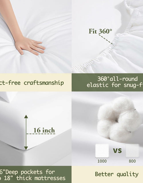 Load image into Gallery viewer, SAKIAO Egyptian Cotton 1000TC King Sheets 17" Deep Pocket 4-Pc Pearl White King
