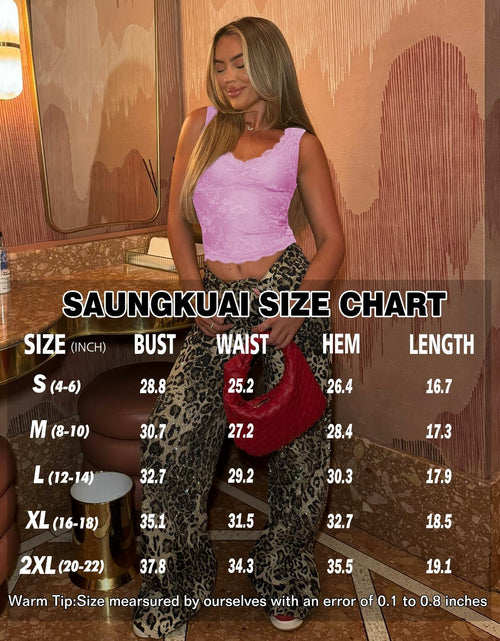 Load image into Gallery viewer, SAUNGKUAI Women's Sexy V Neck Sleeveless Lace Floral Top Bluenova Size XL
