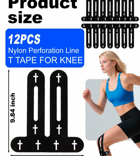 Yigney Christian Cross Kinesiology Tape Knee Support Black 12 Pcs