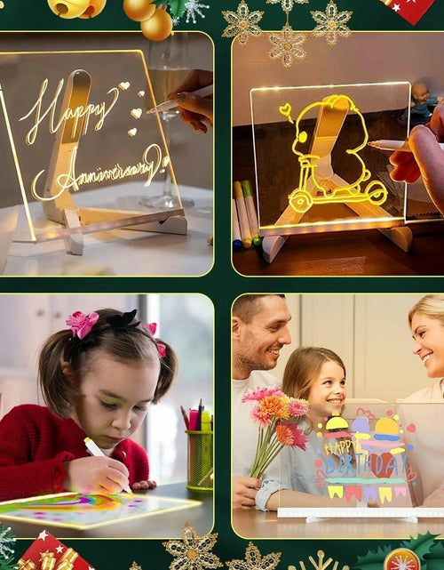 Load image into Gallery viewer, WESUN LED Note Board Acrylic Light Up Message Board 7 Pens 7.9x7.9"
