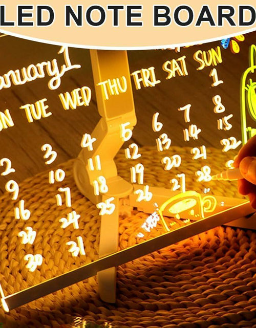 Load image into Gallery viewer, WESUN LED Note Board Acrylic Light Up Message Board 7 Pens 7.9x7.9"

