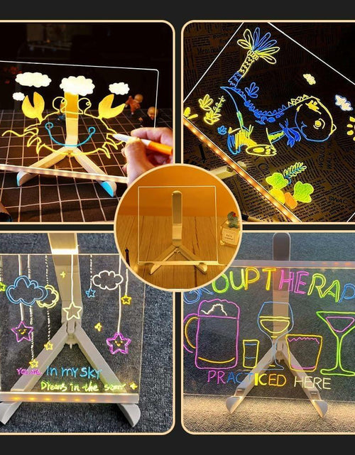 Load image into Gallery viewer, WESUN LED Note Board Acrylic Light Up Message Board 7 Pens 7.9x7.9"
