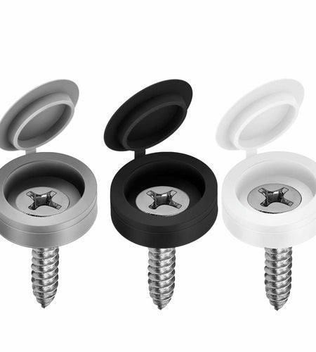 YDKOEDD 200pcs Plastic Hinged Screw Cover Caps Waterproof Black Large