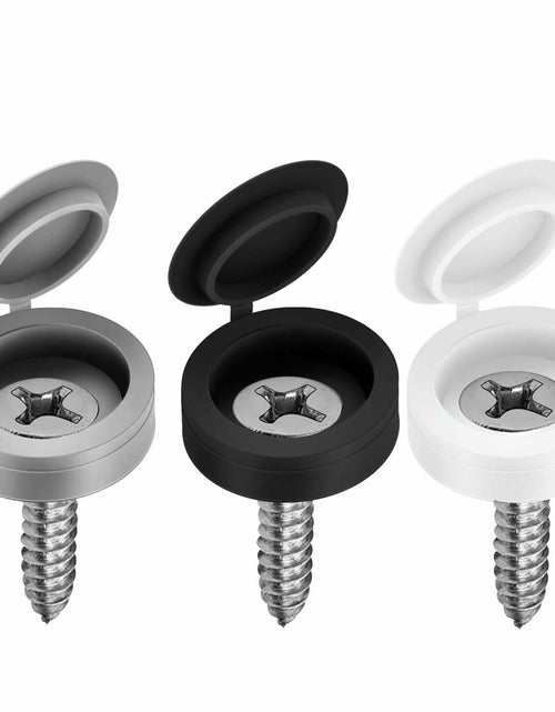 Load image into Gallery viewer, YDKOEDD 200pcs Plastic Hinged Screw Cover Caps Waterproof Black Large
