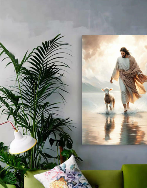 Load image into Gallery viewer, Generic Jesus and Lamb Canvas Wall Art Christian Poster 16x24in YS-5 Unframed
