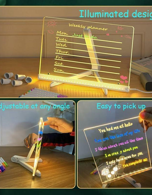Load image into Gallery viewer, WESUN LED Note Board Acrylic Light Up Message Board 7 Pens 7.9x7.9"
