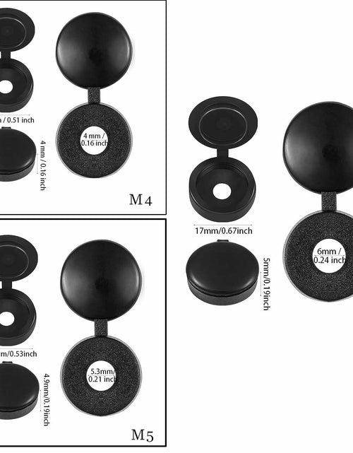 Load image into Gallery viewer, YDKOEDD 200pcs Plastic Hinged Screw Cover Caps Waterproof Black Large
