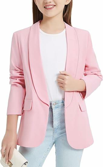 Load image into Gallery viewer, Mebius Girls Pink Shawl Collar Blazer Jacket Open Front Size 12Y
