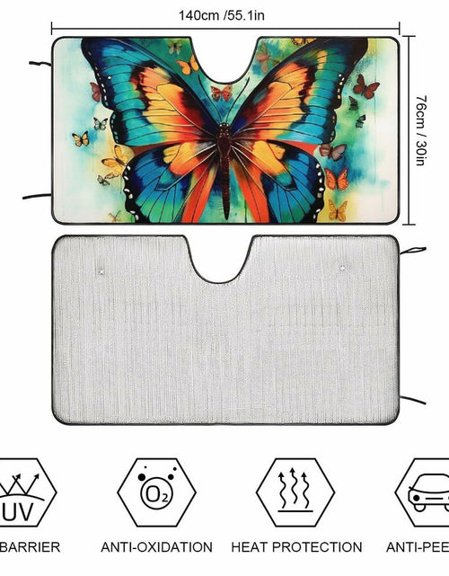 Load image into Gallery viewer, BAHELS Colorful Butterfly Car Windshield Sunshade UV Protector 55x30 Inch
