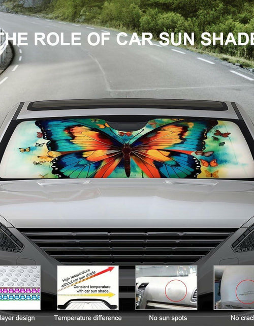 Load image into Gallery viewer, BAHELS Colorful Butterfly Car Windshield Sunshade UV Protector 55x30 Inch
