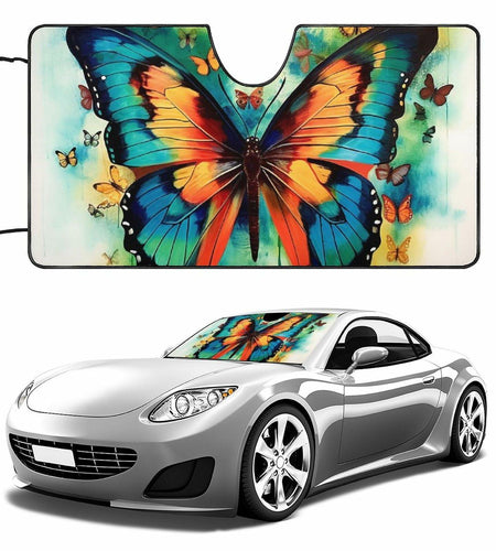 BAHELS Colorful Butterfly Car Windshield Sunshade UV Protector 55x30 Inch
