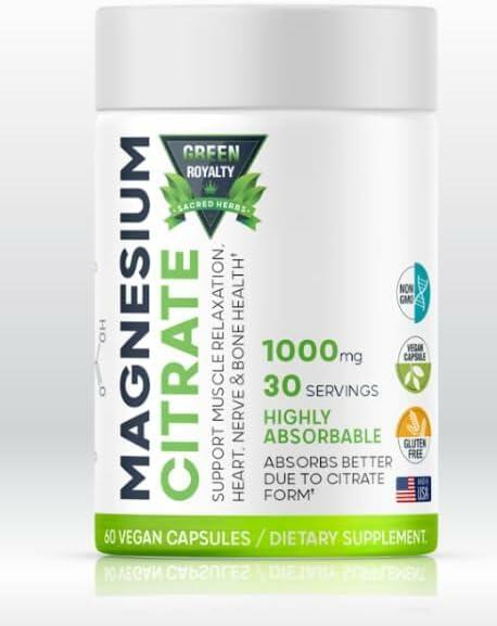 Load image into Gallery viewer, GREEN ROYALTY Magnesium Citrate 1000mg 60 Vegan Capsules Gluten Free USA
