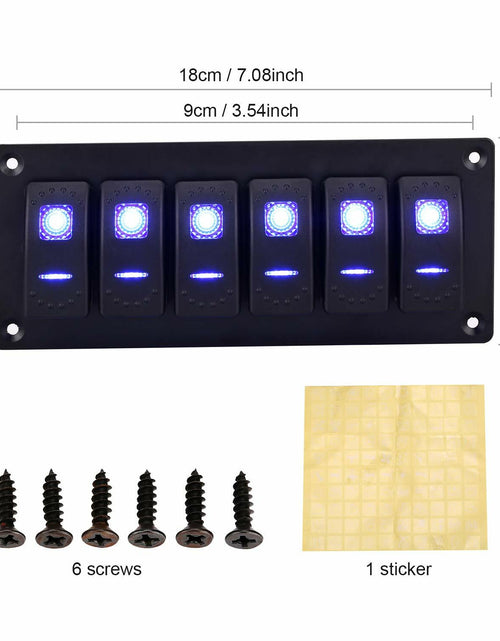 Load image into Gallery viewer, Garfour Marine 6 Gang 5 Pin Red LED Aluminum Rocker Switch Panel
