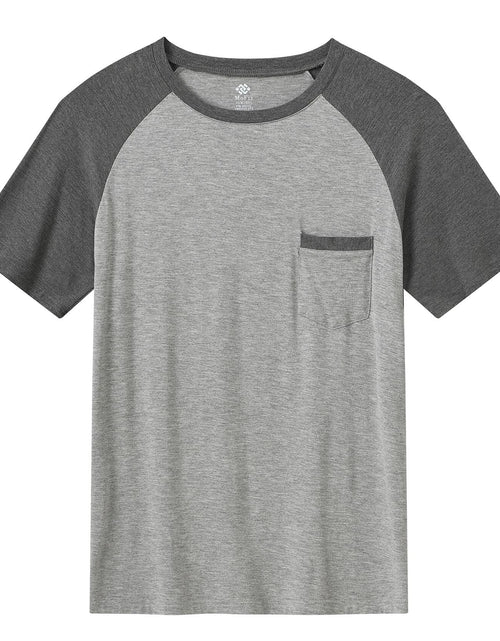 Load image into Gallery viewer, MoFiz Mens Sleepwear Pajama Set Lightweight Cotton Dark Gray Light Grey Size XL
