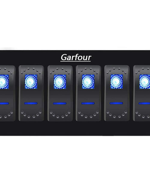 Load image into Gallery viewer, Garfour Marine 6 Gang 5 Pin Red LED Aluminum Rocker Switch Panel
