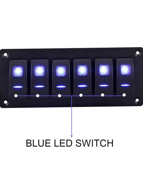 Load image into Gallery viewer, Garfour Marine 6 Gang 5 Pin Red LED Aluminum Rocker Switch Panel

