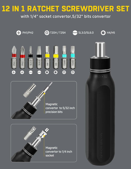 Load image into Gallery viewer, Banshu 12-in-1 Ratchet Screwdriver Set Magnetic Bits Case Colorful Alloy Steel
