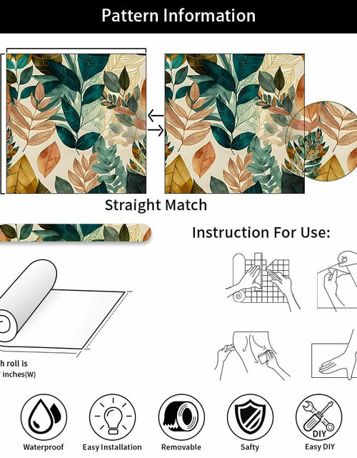 Load image into Gallery viewer, MuralPeel Boho Leaf Botanical Peel Stick Wallpaper Brown Green Yellow
