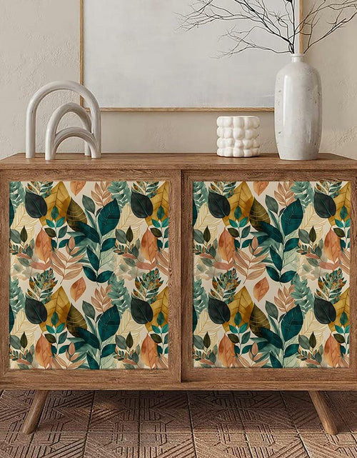 Load image into Gallery viewer, MuralPeel Boho Leaf Botanical Peel Stick Wallpaper Brown Green Yellow

