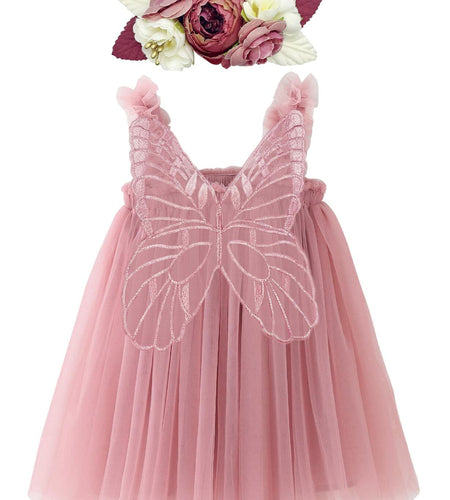 BGFKS Layered Butterfly Tulle Tutu Dress Baby Girls Dusty Rose Size 2T