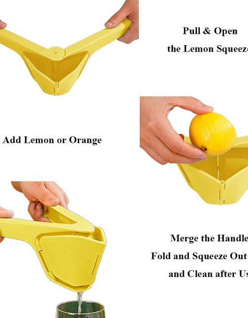 Load image into Gallery viewer, Iosjeude Lemon Squeezer Manual Citrus Juicer Foldable Yellow Plastic 1 Pc
