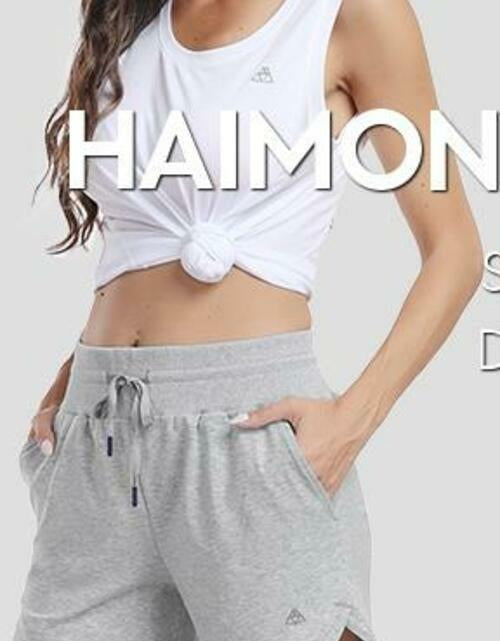 Load image into Gallery viewer, Haimont Women's Heather Grey Cotton Sweat Shorts 4" High Waist Pockets Size XXL
