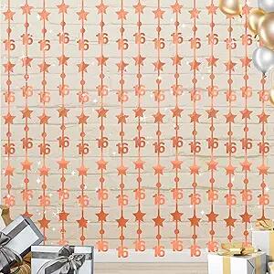 Load image into Gallery viewer, WenmthG 2 Pack Rose Gold 16th Birthday Party Decorations 3.3x6.6ft
