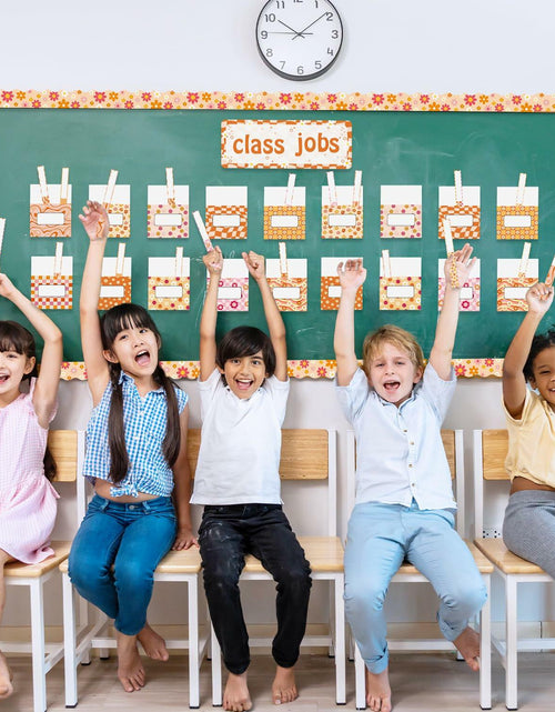 Load image into Gallery viewer, WATINC 97pcs Classroom Jobs Bulletin Board Set Groovy Orange Style
