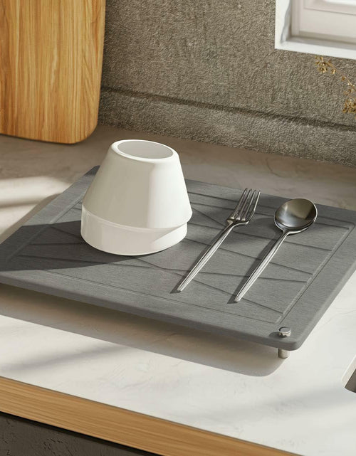 Load image into Gallery viewer, Zopanira Diatomaceous Earth Drying Stone Mat Gray 11.8x15.7 Kitchen Counter
