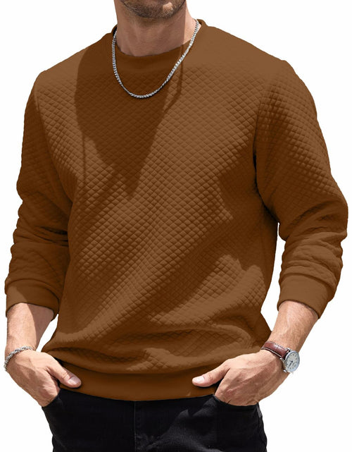 Load image into Gallery viewer, HOTake Mens Waffle Texture Pullover Sweatshirt Brown Size Small
